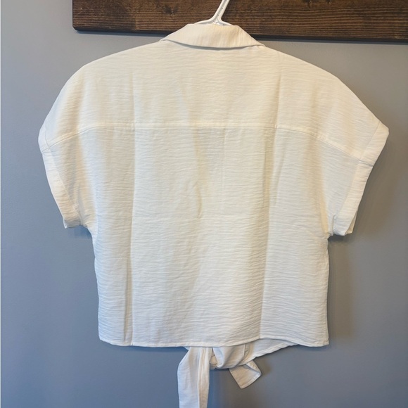 Reitmans White Cap Sleeve Tie Front Button Down Shirt XXS - Picture 7 of 10